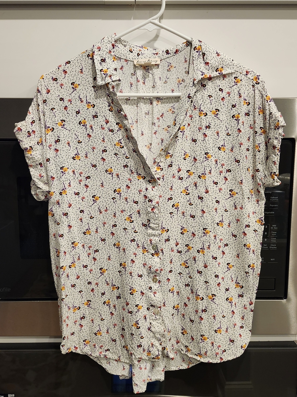 Jane and Delancey White Short-Sleeve Floral Button-Down Shirt